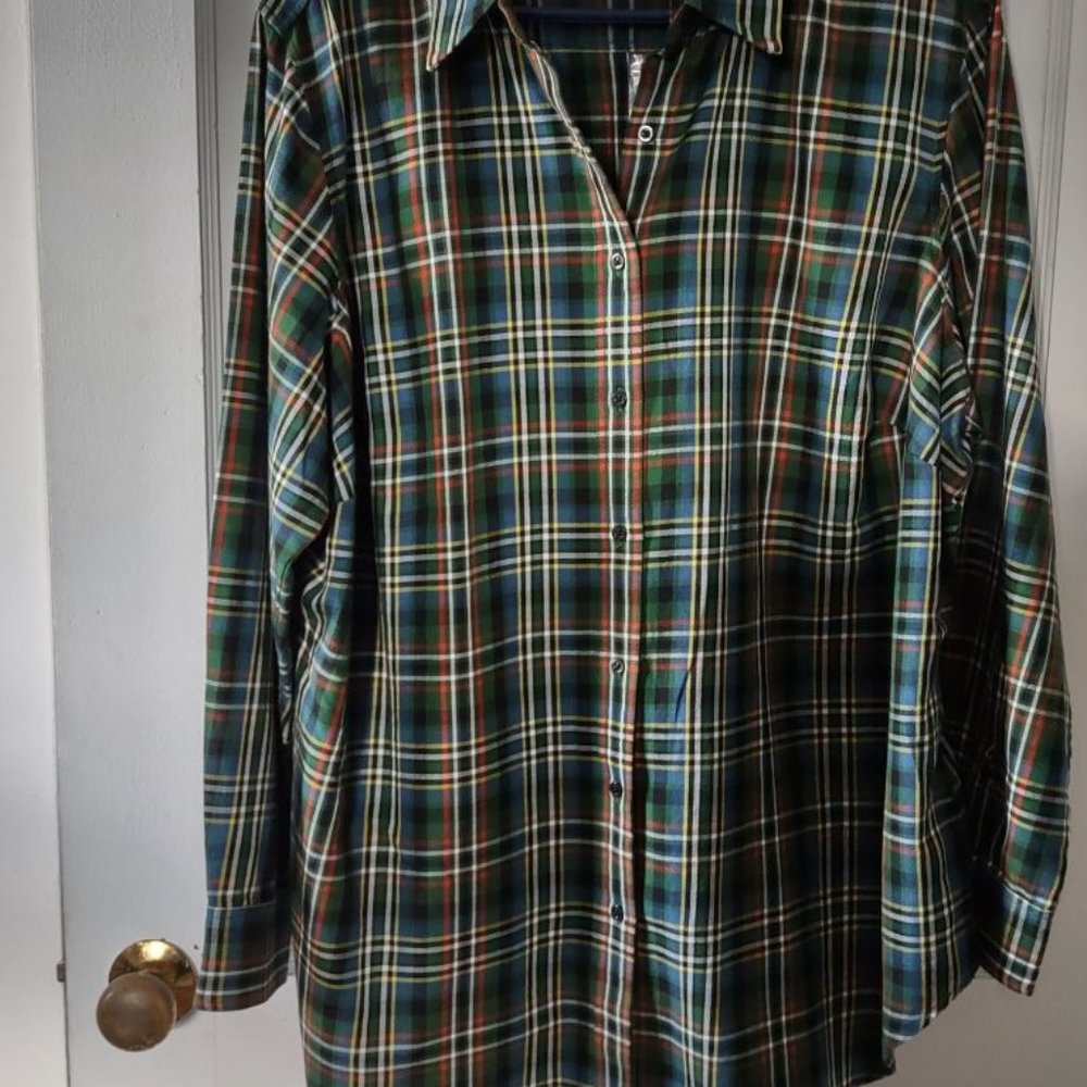 Ralph Lauren blouse top Green plaid 100% cotton Size 2X NWT